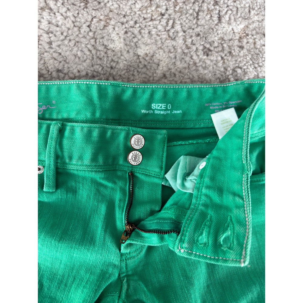 Lilly Pulitzer Size 0 Worth Straight Leg Denim Jeans Green‎ Womens - Picture 8 of 14